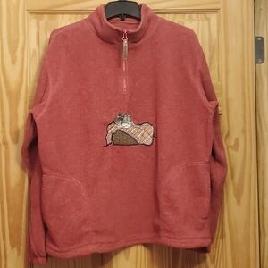 Northern Reflection Fleece Pullover Sweatshirt Top Medium Vintage Cat